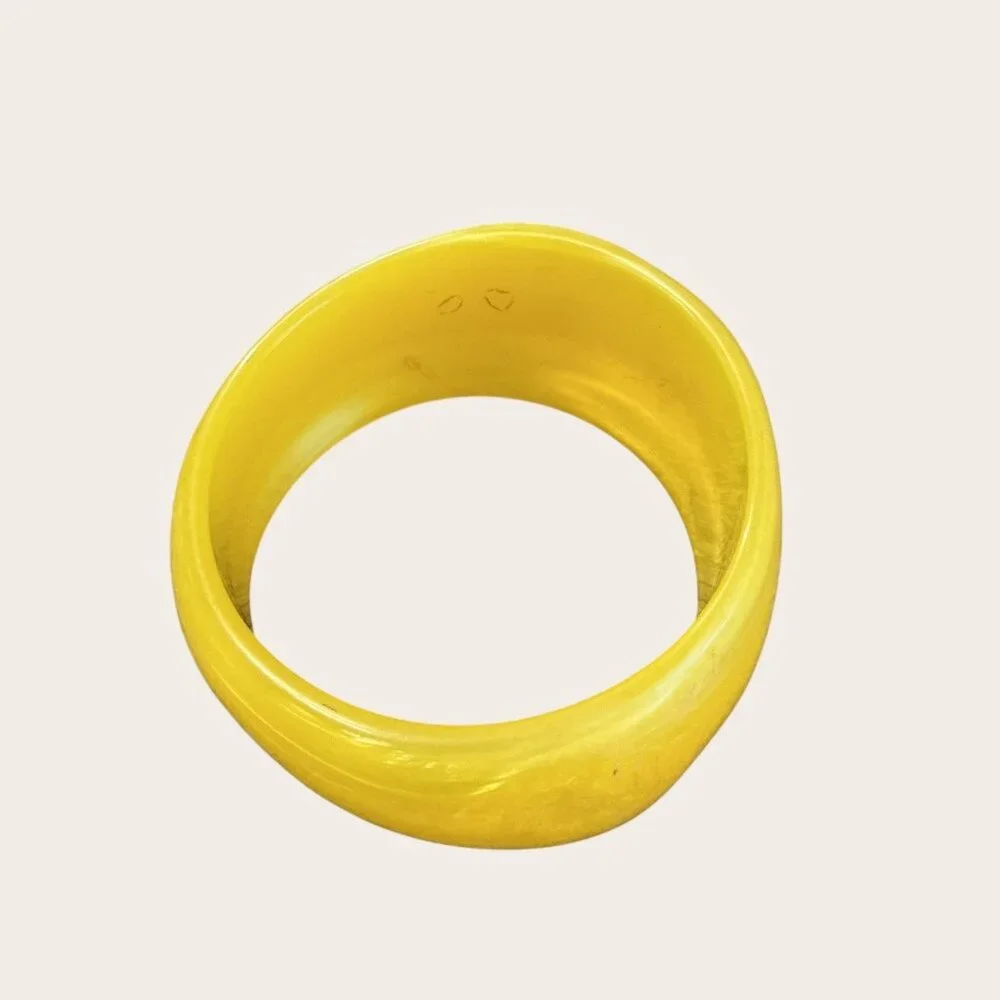 Vintage Yellow Lucite Chunky Bangle Bracelet 2.75